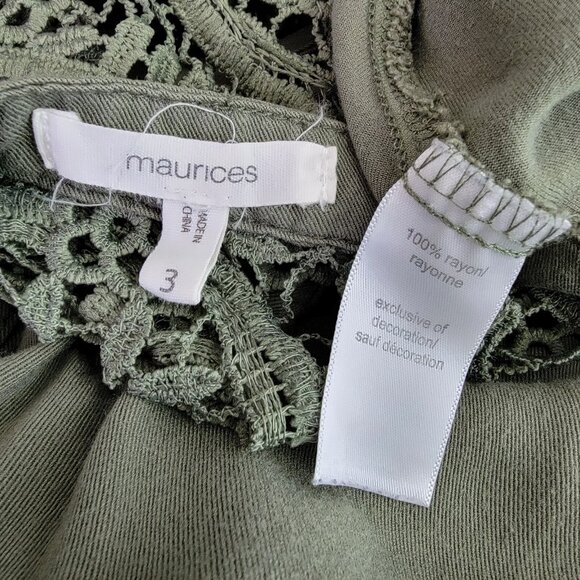 Maurices Green Open Front Top Plus SIze 3X Crochet Sleeveless Lightweight - Picture 3 of 5